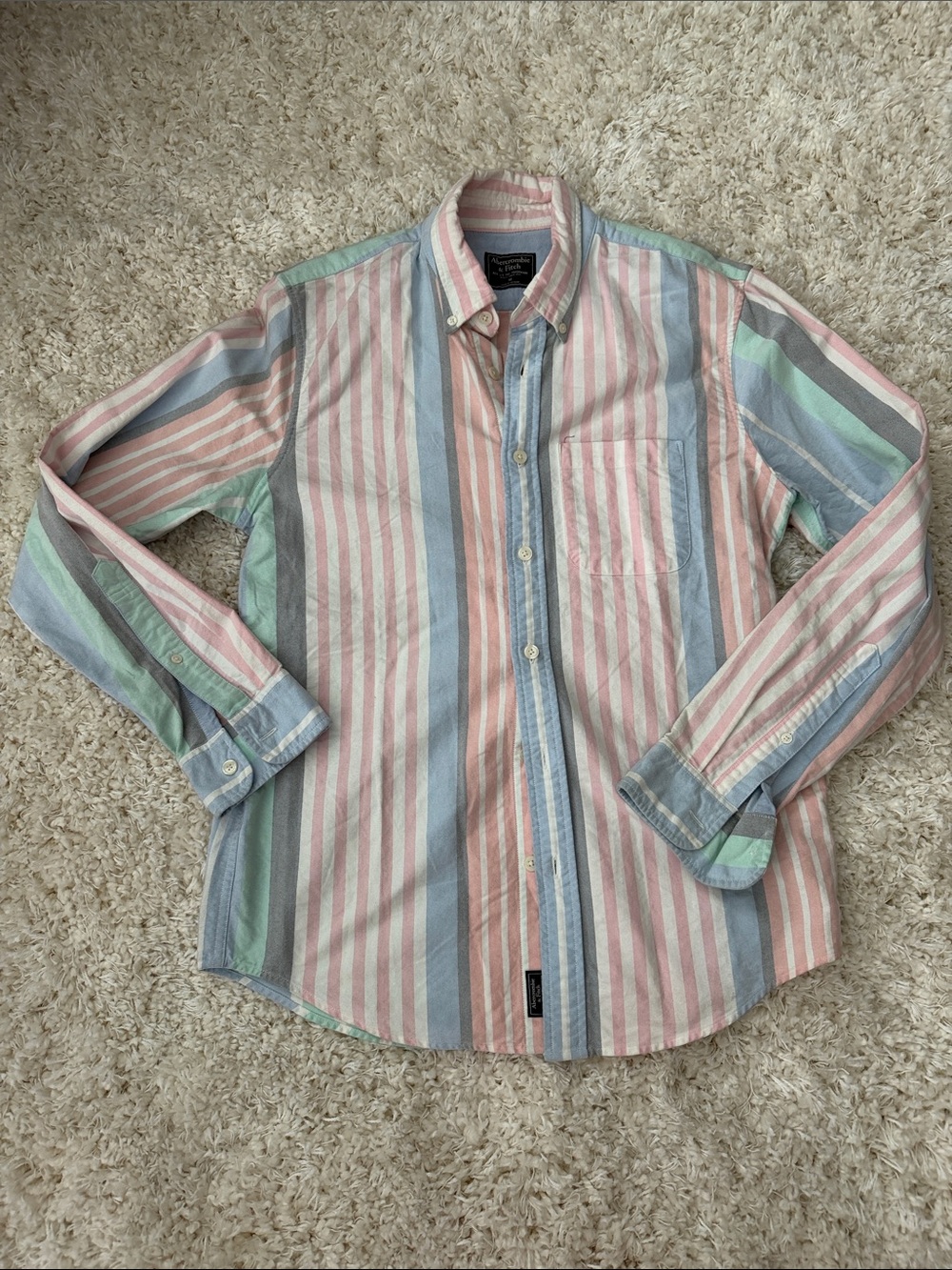 Abercrombie & Fitch Pastel Multi-Stripe Button-Down Shirt